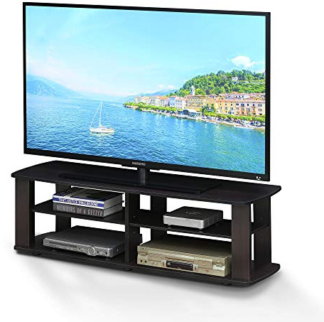 Furinno NELLY TV Stand, Entertainment Center with Open Shelves Storage, TV Console for TV up to 50 Inch, for Living Room, Bedroom, Dark Walnut