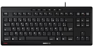 CHERRY Stream Keyboard TKL, Clavier Filaire sans pavé numérique, Disposition française (AZERTY), Frappe silencieuse, Sensation de Frappe Unique, Noir
