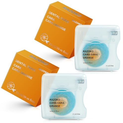 Kokosöl-infundierte gewebte Zahnseide, vegan und tierversuchsfrei, 6 Monatsvorrat (33 Yards x 2 Einheiten) (Orange)