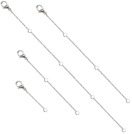 Sliverdew 4 extensiones de cadena de plata de 6,5/12/17,5/22 cm para joyas
