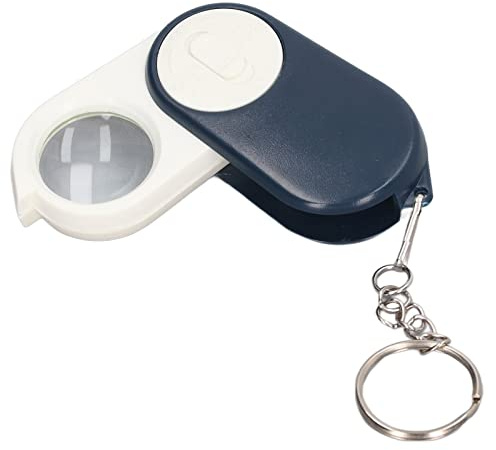 Mini Lupa con Luz, 10X Plegable de Mano Mini Lupa Lupa de Bolsillo Lupa Iluminada con Llavero para Lectura, Inspección, Joyería, Monedas, Hobby, Viajes