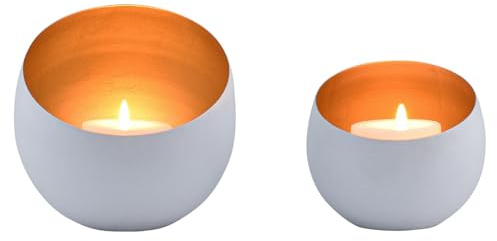 2-pack boho-inspirerade ljuslyktor, te- och stearinljushållare, Juju, vit
