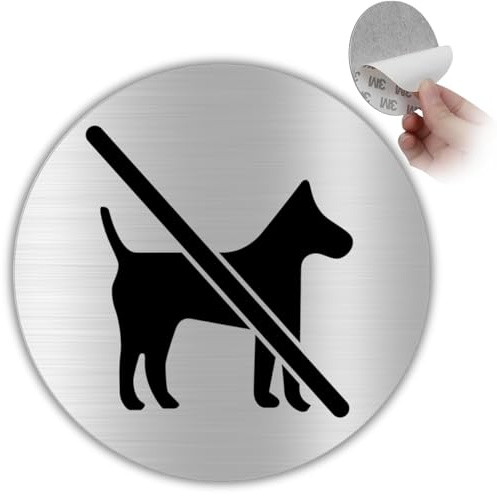 LEIASA | Pannello adesivo Cani proibiti - Diametro Ø 100 mm - Spessore 0,8 mm - Alluminio - Segnale Divieto Animali - Segnale senza cani - Segnale Cani proibiti