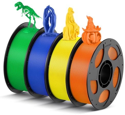 ANYCUBIC Filamento PLA 1,75 mm, Filamento PLA per Stampante 3D, Confezione Sottovuoto, Identificazione Intelligente per Stampa Intelligente, Blu+Verde+Arancione+Giallo, 4KG