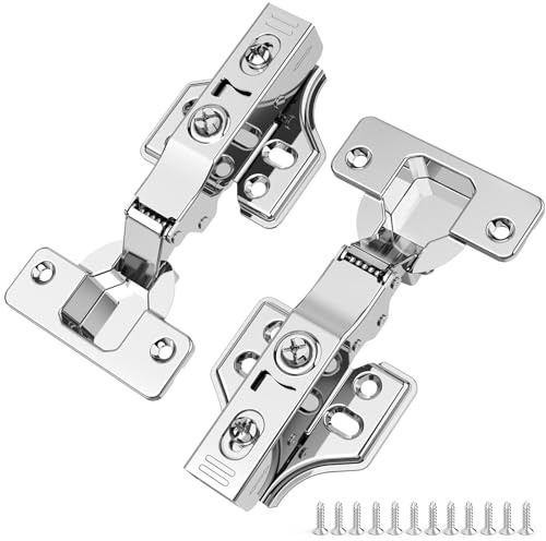 ELEBUILD 2 Stück Eckanschlag Scharniere für Schranktüren, 48mm Schrankscharnier, 105 Grad Softclose Küchenschrank, Topfbänder 35mm Topfscharnier, Kleiderschrank Scharnier, Möbelscharnier mit Dämpfer