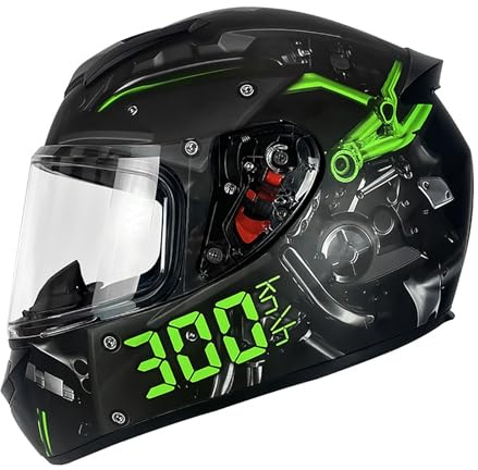 Casco Integral, Casco de Moto y Scooter Certificado ECE 22.06 con Doble Visera, Apto para Mujer, Hombre y Adultos, Casco de Moto con Visera Transparente, B,M