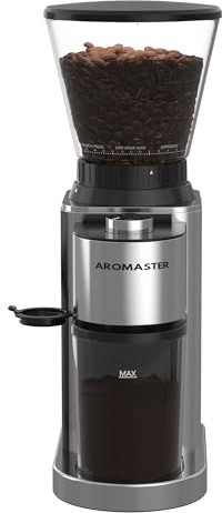 Aromaster Burr Coffee Grinder with 48 Gind Settings, Conical Coffee Bean Grinder for Home Use,Stainless Steel,40 Seconds Adjustable Timer,Anti-static,Easy to Clean with Brush