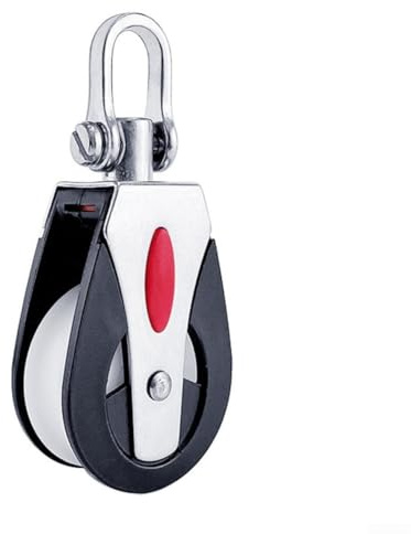 Single Pulley for Sailboat Applications, 1500Lbs Load Capacity with Low Friction Acetyl Material and Stainless Steel Shackle