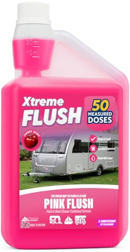 Xtremeauto Toilet Fluid for Caravan, Motorhome & Camping – Blue Waste, Pink Flush & Green Rinse – Built-In Measuring Lid