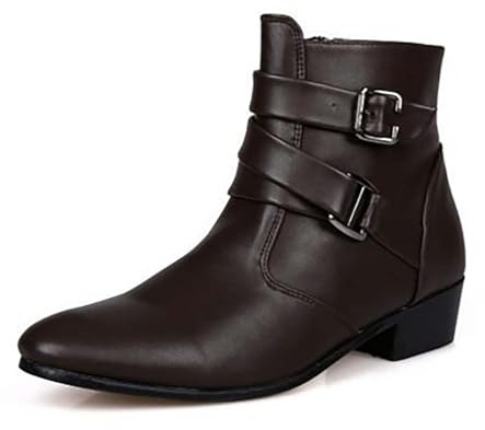 Zapatos de verano con cremallera para hombre – Zapatos de verano para hombre, botines de un solo color, hebilla de cinturón, zapatos de ocio, tacón de bloque, zapatos de exterior, sin cordones