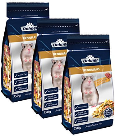 Dehner Premium Rennmausfutter, 3 x 750 g (2250 g)