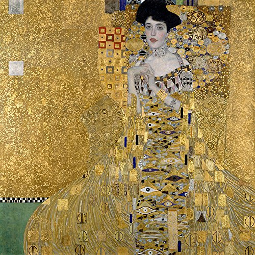 LuxHomeDecor Quadro stampa su pannello in legno mdf Gustav Klimt Portrait of Adele Bloch-Bauer misura 40x40 CM bordo noce