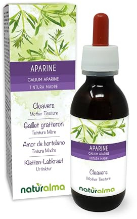 Cleavers or Clivers (Galium aparine) herb with Flowers Alcohol-Free Mother Tincture Naturalma - Liquid Extract Drops 120 ml - Food Supplement - Vegan