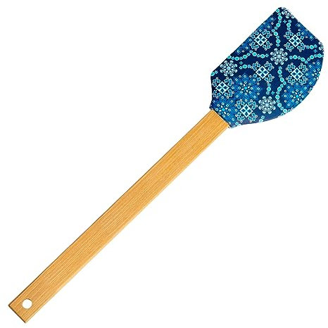 Espátula de Cocina en Silicona con Estampado y Mango de Bambú de 31 cm, Libre de BPA (Arabesque)