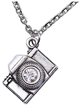 CrownOfRibbons Silver Camera Necklace, Photography Gift for Women, Retro and Vintage Inspired