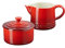 Le Creuset Stoneware Sugar and Cream Set Cerise
