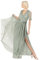 Anaya with Love Ladies Maxi Dress Women V Neckline Short Sleeve Frilly Long Empire Waist for Wedding Guest Bridesmaid Maid of Honour Robe, Frosted Green, 48 Femme