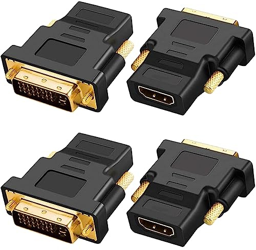 DKARDU Gold-Plated HDMI to DVI Adapter, Bi-Directional DVI Male (24 + 5) to HDMI Female Converter Adapter for Projector, HDTV, PC, TV, for PS3, for PS4 (4 Pack)