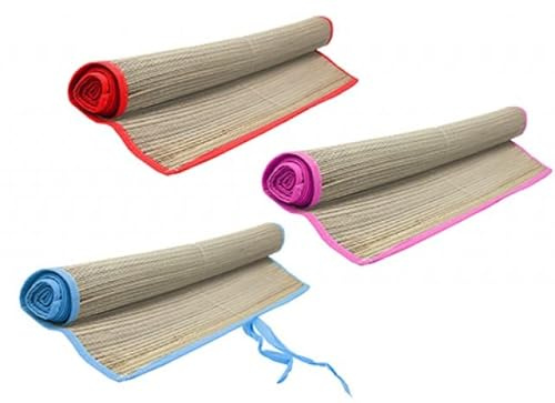 Homestreet Natural Straw Beach Mat, Easy Roll up Beach or Camping Rug for Sunbathing 175cm by 60cm (ALL3)