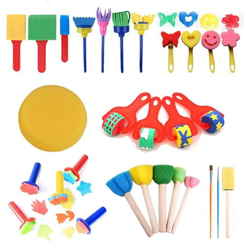 30 Stück Kunst & Handwerk frühes Lernen Malerei Farbe Schwämme für Kinder Schwamm Farbe Pinsel Stempel Schaumstoff Kunst Handwerk Zeichnung Tools