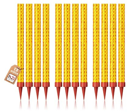 h2i Eissterne | 12 Stück | 90 Sek. Brenndauer | Eisfontäne, Sprühkerze, Wunderkerze - Highlight für Events, Party, Hochzeit, Geburtstag | Tischfeuerwerk & Deko für Flaschen & Torten | Kat F1
