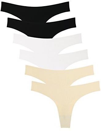 Wealurre Women's Microfiber Low Rise No Show Thong Pantie(B2/W2/A2,M)