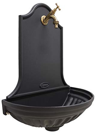 Fonderia Bongiovanni Fontaine Murale Séville Couleur Fonte avec Robinet Mod.303B Laiton Bruni Maison Jardin