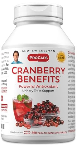 ANDREW LESSMAN Cranberry Benefits - 360 Capsules - Supports Bladder, Kidney and Urinary Tract Health. High Potency Standardized Extracts of Cranberry Fruit, Small Easy to Swallow Capsules