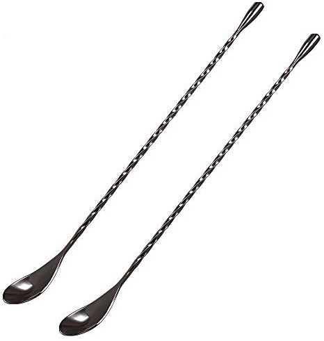 DIFENLUN 12 Inches Mixing Spoon Stainless Steel, Spiral Pattern Bar Spoon for Cocktail Shaker Tall Cups
