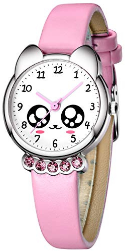 KDM Kinderuhr Mädchen Jungen Wasserdicht Kinder Uhr 3D Niedlich Cartoon Uhr Kinder Mädchen Zeit Leder Teaching Handgelenk Armbanduhr kinderuhr Analoge Rosa