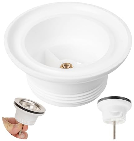 Pezzo di ricambio per lavelli, Ø 1 1/2, base PP in bianco, con dado in ottone, pezzo di ricambio per rubinetto per lavello da cucina, attacco sifone standard, per rubinetto universale, pp base white