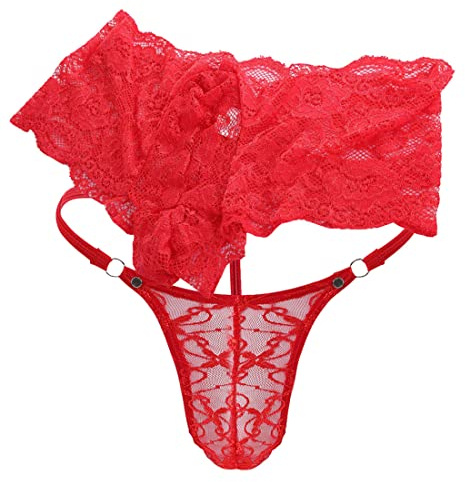 VemeFufu Briefs Lace String Thong Lingerie for Men UK Hot Funny Christmas Xmas Birthday Secret Gift Triangle Boxers Low Rise Stretchy Bikini Panties 2Piece