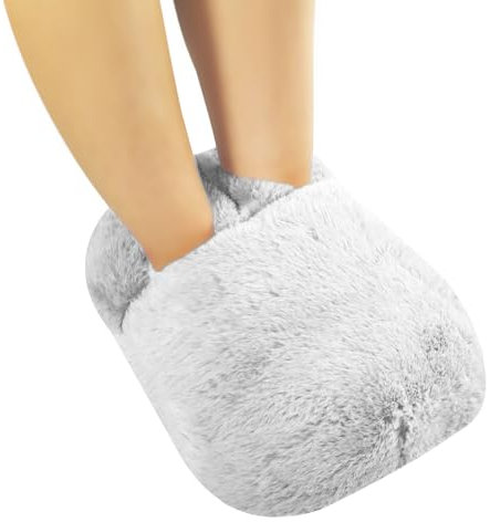 SUPERFA Rubber Hot Water Bottle for Feet, Feet Warmers for Women, Foot Warmer Slippers for Winter (Grey)