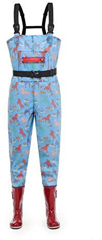 watthosen Damen wasserdicht Wathose Damen,Anglerhose Hose Kinder,fischerhose Mit Gemustert,mit Stiefel Wasserdicht Mit Watstiefel Fischerhose (Farbe : Blue, Größe : 36)