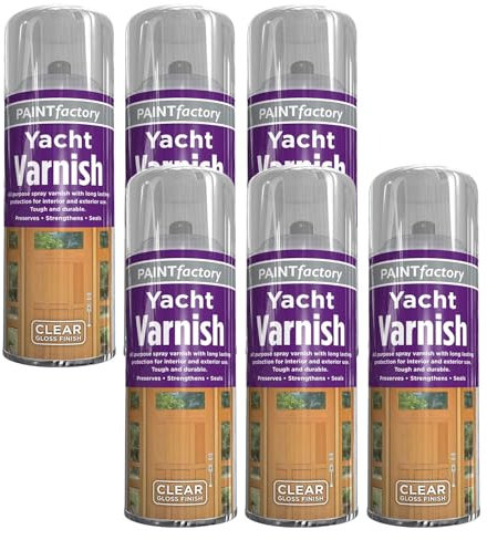YSAMAX 400ML All Purpose Yacht Varnish Spray, Professional Gloss Finish, Adhesion Excellent Coverage, Interior and Exterior Application, Quick Spraying Operation, (6PCS)