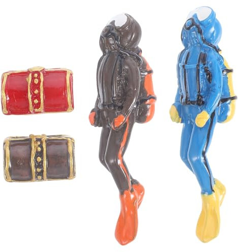 BESPORTBLE 4stücke Teiliges Set Taucherfiguren Mit Schatztruhe Kreative Aquarium Dekoration Aus Resin Für Miniatur Landschaften Fischbecken Und Tischgestaltungen Attraktive Unterwasserwelt