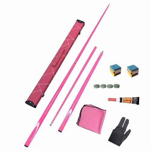 Premium snookerköer 58 tums biljardkön med hårt fodral & 2 poolkökrita, 1/2 skarvad biljardkön i kolfiber för biljardkön för alla biljardentusiaster pink 9.5mm