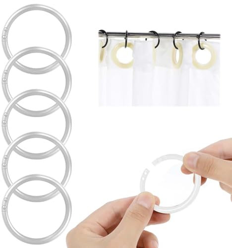 XoeLLe 100 Stück 4 cm Gardinenringe, Kunststoff Vorhangringe, Duschvorhang Haken für Duschfensterstange, Duschvorhangringe, Vorhang Ringe für Meisten Duschvorhänge Geeignet (Weiß)