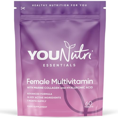 Women's Multivitamins & Minerals with Marine Collagen & Hyaluronic Acid. 26 Essential Vitamins, Minerals, & Botanicals – UK GMP Manufactured and Lab Tested - 60 Tablets (1 Month Supply)