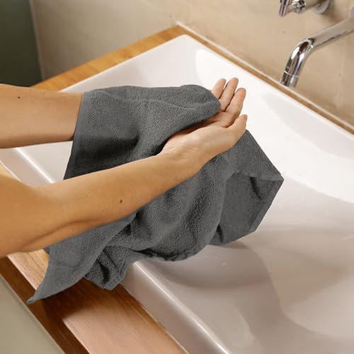 KARAT Gesichtshandtücher 12er Set, 30 x 30 cm, Grau, 100% Baumwolle, Waschlappen, Handtuch, schnelltrocknend und Oeko-Tex 100 Zertifiziert (Bay)