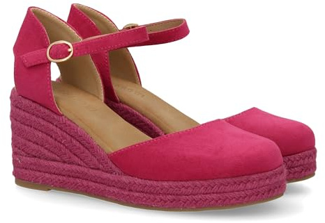 shoes&blues.es 94208 Sandalia de Cuna de Yute para Mujer, comodas y Elegantes Diseno Moderno con el Yute en el Mismo Tono y con Cierre de Hebilla, Ideales para Primavera Verano. Fucsia Talla 38