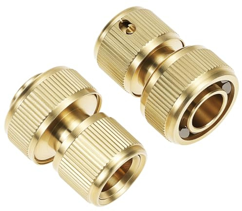 QWORK® 2 Piezas Conector de Manguera de Latón Compatible con Manguera 19 mm (3/4) - Conexión Rápida para Jardinería y Riego Doméstico