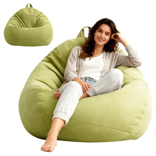 Umllpet Sitzsack XL, Sitzsäcke Tropfenform nur Bezug (ohne Füllung), Bean Bag Chair für Erwachsene Kinder, Gaming Sitzsack für Wohnzimmer Kinderzimmer Sofa Outdoor Deko, 100x120cm (Fruchtgrün)