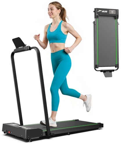 Cinta de Andar Plegable, Cinta de Correr Plegable Hogar 2 en 1, 1-10 km/h Walking Pad con Control Remoto y Pantalla LED, 2.5 HP Cinta de Correr Escritorio para Oficina y Casa, 120 kg (Verde)