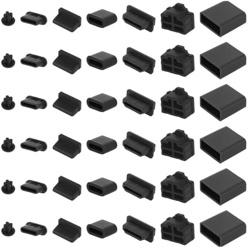 Durlo 50 tapas protectoras de silicona de 7 tipos para USB-A (macho/hembra), USB-C, auriculares de 3,5 mm, HDMI y RJ45