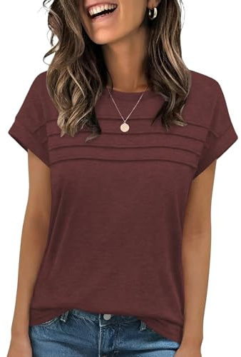 Cuptacc Tee Shirt Femme Basic Haut Femme Col Rond T-Shirts à Manches Courtes Casual Top D'été Tunique Chic et Elegant