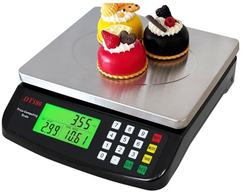 Báscula digital de cocina digital, 30 kg/66 lb con pantalla LCD y función de tara, báscula de precisión para cocinas, agricultores, tiendas de comestibles, tiendas de delicatessen (sin pilas)