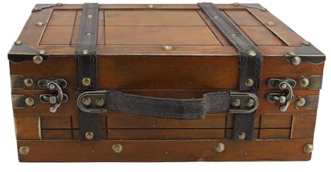 SIXRUN Valigia in Legno Sintetico, Scatola Portaoggetti Decorativa con Serrature Placcate in Cromo, Valigie Vintage per Decorazioni per la Casa, Regali di Nozze e Accessori