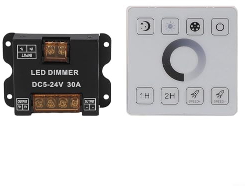 Tidgel Controlador LED, DC 5V-24V panel táctil regulador con control remoto RF para tiras monocromáticas, montaje en pared, función de memoria