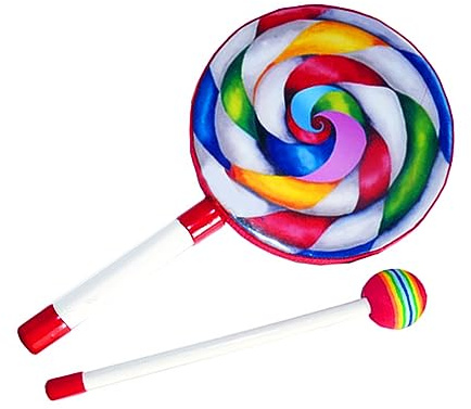 Stylebest Tamburo a Mano per Bambini Strumento a Percussione Arcobaleno Multicolore per L'educazione Musicale 1 X Bacchetta in Materiale PVC (6 pollici)
